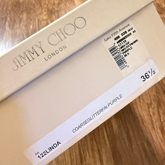 Jimmy Choo 6.5 Coarse Glitter Platform Sandals Stiletto Linda Heels Purple 36.5 - Picture 4 of 10